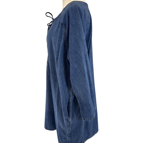 Ralph Lauren Denim Tunic Dress With Lace-Up Front & Pockets size XL - Picture 2 of 11